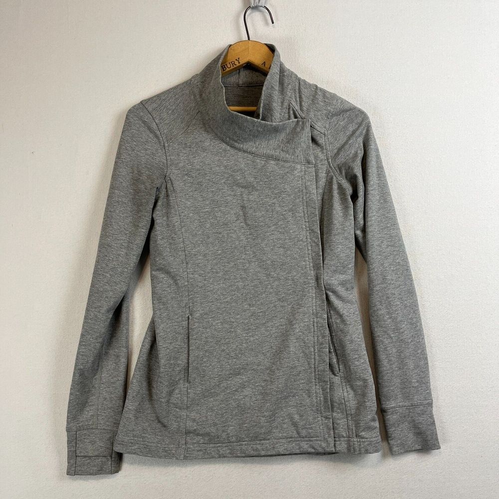 LULULEMON Coast Wrap Womens 4 Heather‎ Gray  Jacket Cardigan Thumbholes Stretch